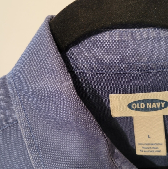 Old Navy Size Large Mens Button Up Dress Shirt Light Blue - Picture 3 of 13